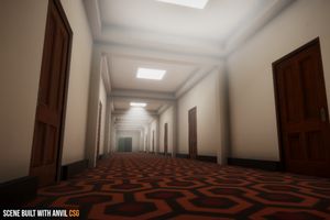 Hotel corridor built with Anvil CSG