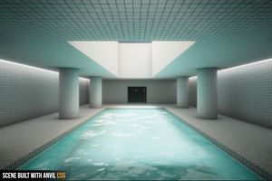 Tiled pool room built with Anvil CSG